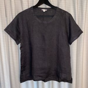 Gap Charcoal Gray 100% Linen Scoop Neck Top